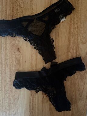 2-pack Black Lace Thong Briefs - Women Intimates NWOT